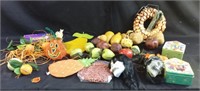 Assortment of faux fruits and vegetables, fall