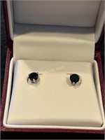 1.25 CTW White Gold Natural Sapphire Earrings