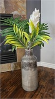 Pottery Vase With Faux Plant 33" H