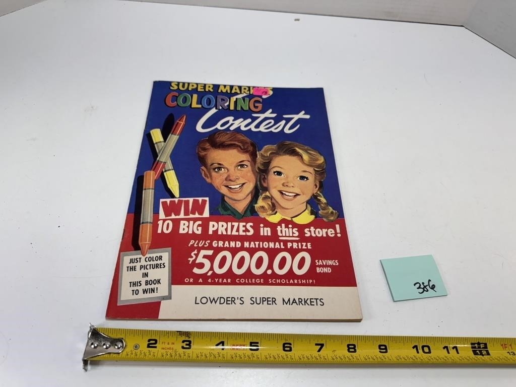 1954 Vtg Super Market Coloring Book Contest