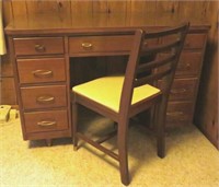 Vintage wood knee desk with chair