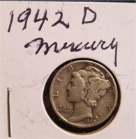 1942 D Mercury Silver Dime