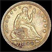 1854 Arws Seated Liberty Quarter CLOSELY