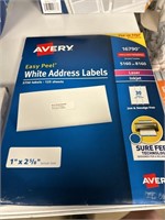 Avery white address labels 3750 ct