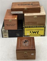 (S) Various Wooden Cigar Boxes Including Alec