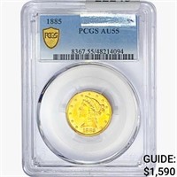 1885 $5 Gold Half Eagle PCGS AU55