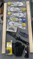 Clip, knife, holster, scope and gun locks