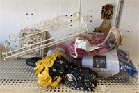 Shelf of Various Items- umbrella, 2 Glass Eye