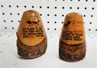 Vtg Cedar/Bark Salt&Pepper Shakers