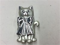 Vintage Signed Ajc Large Cat Pin