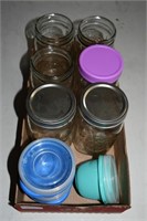 6 Ball Jars & 3 Rubbermaid Containers