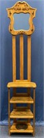 Wooden Hall Tree Hat Stand with Mirror