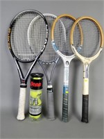 Lot of 4 Tennis Rackets and Balls