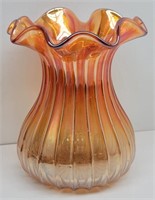 Rib & Panel Marigold Carnival Glass Vase Adorable