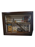 Vintage 3D Shadow Box Victorian Parlor Dollhouse