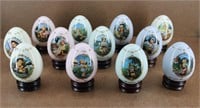 Porcelain Danbury Mint Hummel Eggs w/ Stands
