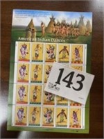 AMERICAN INDIAN DANCES STAMPS 1 MINT SHEET
