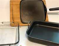 Kitchen Pans Cutting Board Wood and Glass Cutting