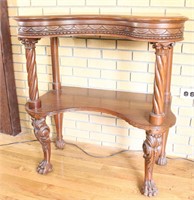 Vtg. Two-Tier Console Table W/Lion's Feet