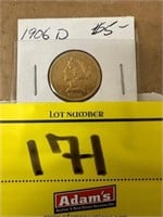 1906-D LIBERTY 5 DOLLAR GOLD PIECE