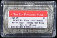 (1 SEALED ROLL) 2020-(S) AMER SILVER EAGLES PCGS