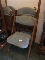 (4) Wooden Folding Chairs w/Cushion Seat & Back