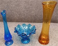 Glass Vases & Compote - Viking, Fenton & Amber