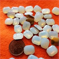 VTG W. GERMAN WHITE OPALS FOILED CRYSTAL GLASS LOT