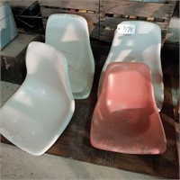 (4) Fiberglass Moulded Chairs, no legs