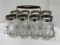 Clear with Silver Rim Drinking Glasses in