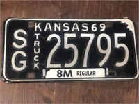 Vintage 1969 Kansas truck license plate