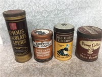 Vintage lot of advertising tins