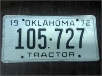 Vintage 1972 Oklahoma license plate