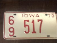 Vintage 1970 Iowa license plate