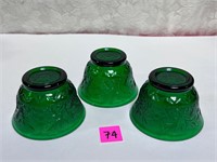 Vtg Anchor Hocking Green Custard Cups 3pcs