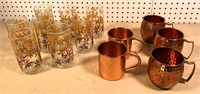 vintage drink glasses & copper mugs