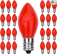 25 Pack C7 LED Christmas Replacement Light Bulb, R