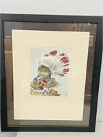 colored vintage photo of Indigenous boy