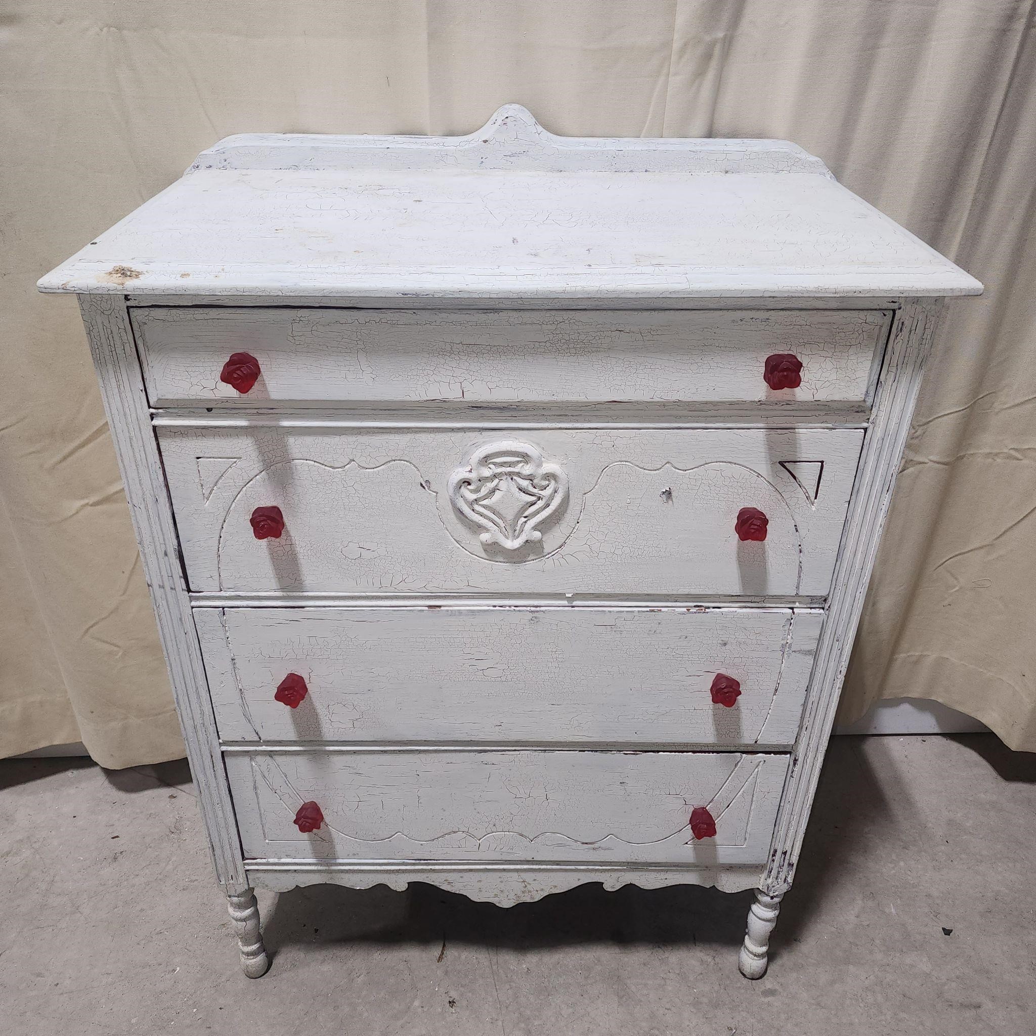 Antique white dresser w/ rose pulls