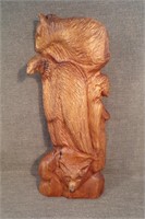 Vintage Iroquois Carved Wood Wall Sculpture.