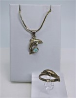 Sterling Larimar Dolphin Set