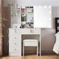 Lighted Vanity Set with Stool