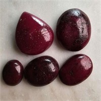 113 Ct Cabochon Ruby Gemstones Lot of 5 Pcs, Mix S