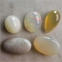 23 Ct White Fire Opal Gemstones Lot of 5 Pcs, Mix