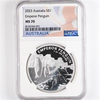 2023 Silver 1oz Emperor Penguin NGC MS70