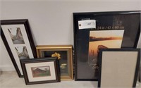 2 NEW FRAMES AND 3 PIECES ART