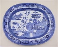 19th Century Ashworth 19" Blue Willow Platter