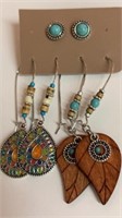 3 new sets of southwestern earrings, leaves are