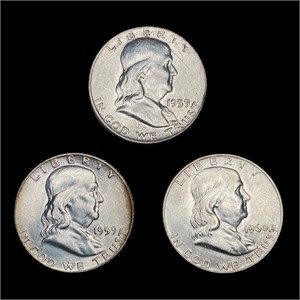 [3] Franklin Half Dollars (1959, 1959-D, 1960-D)