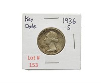 1936-S Washington Silver Quarter